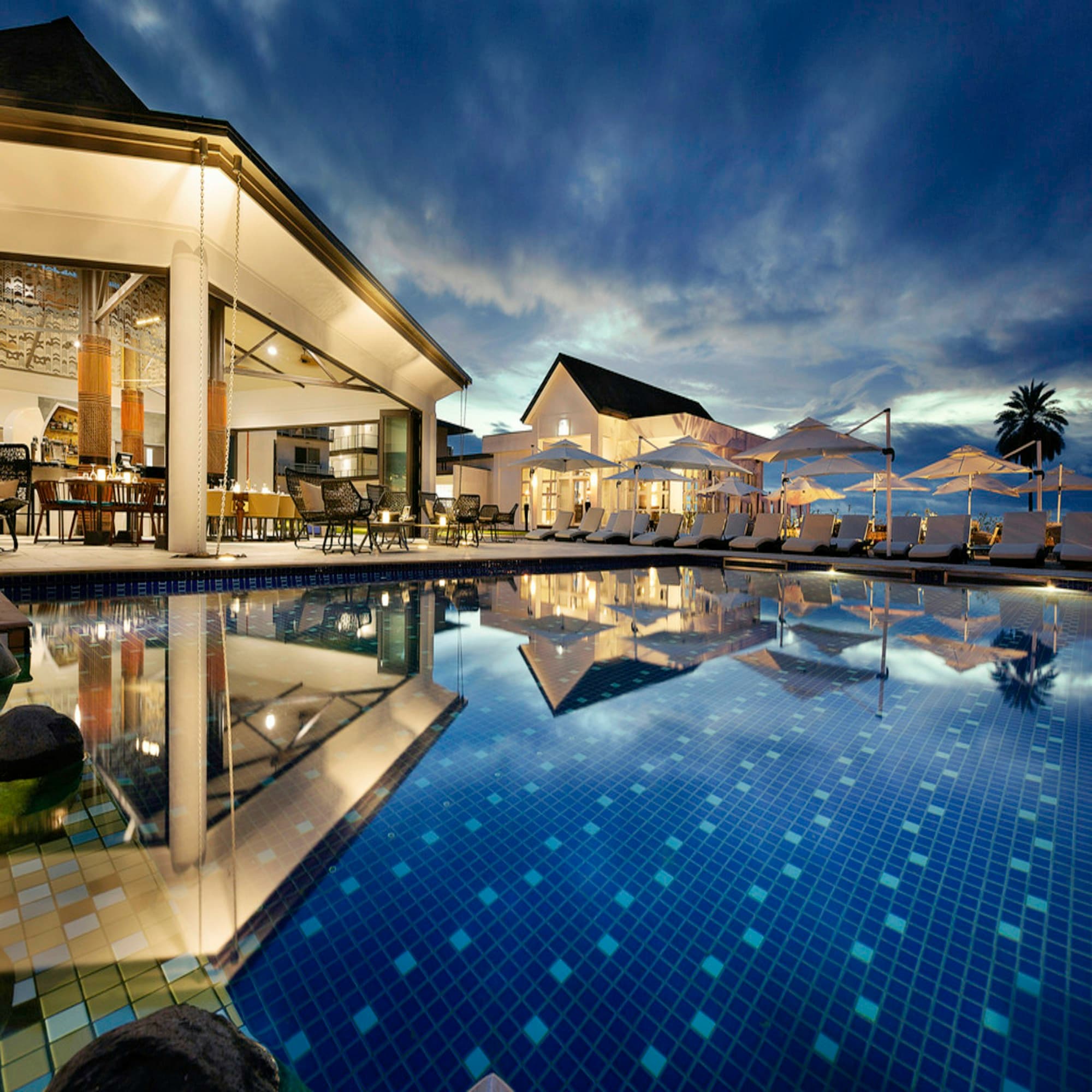 Heated pool above the city